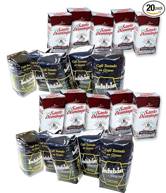 Dominican Santo Domingo & Induban Gourmet Whole Roasted Bean Coffees 20 Pounds Pack