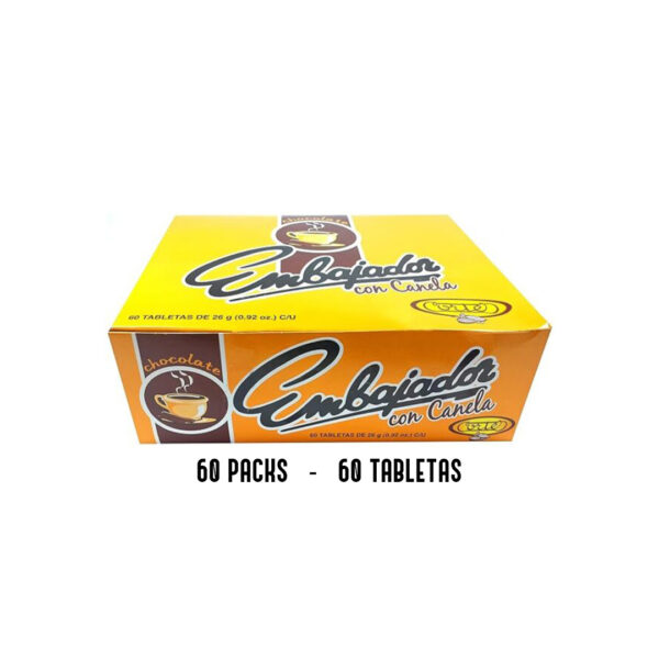 Sweet Dominican Chocolate Embajador Cinnamon Box of 60 Bars / Tablets