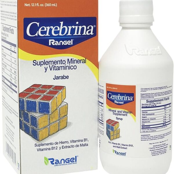 Vino Cerebrina Mineral and Vitamin Siplement Syrup - Suplemento Mineral y Vitaminico Rangel 12 OZ