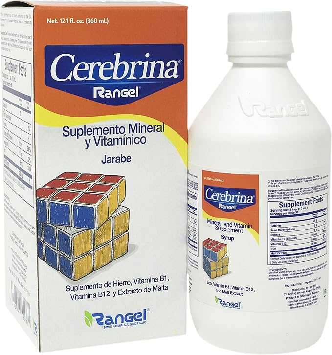 Vino Cerebrina Mineral and Vitamin Siplement Syrup - Suplemento Mineral y Vitaminico Rangel 12 OZ