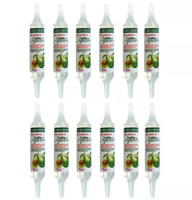 12 Ampoulles Avocado Oil Bio-Complex | Hair Growth, Split End Repair, Intense Shine |