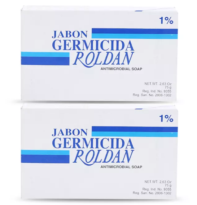 Soap Roldan Germicida 1% Triclocarban Antibacterial Microbial Blue 75g Soap Roldan Germicida 1% Triclocarban Antibacterial Microbial Blue 75g